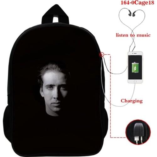 16 Inch Nicolas Cage 3D Backpack Boys Girls Cartoon School Bag Students Nicolas Cage FACE Bookbag Teens Travel Rucksack Gift