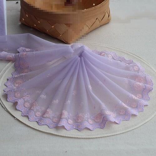 2yards/lot 7.49 Inches Wide Embroidered Tulle Lace trim mesh lace trim~purple~lovely~High Quality