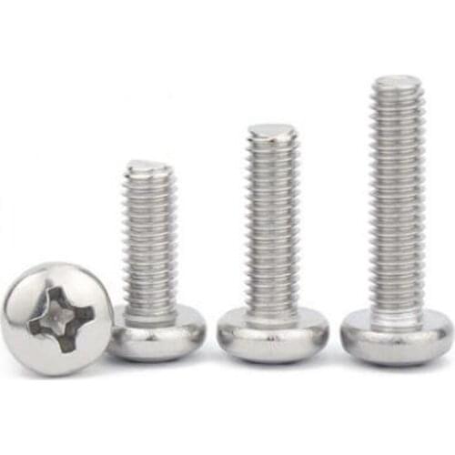 50Pcs M3.5 304 Stainless Steel Cross Pan Head Screw With Long Round Head Screw Bolt 6mm-30mm