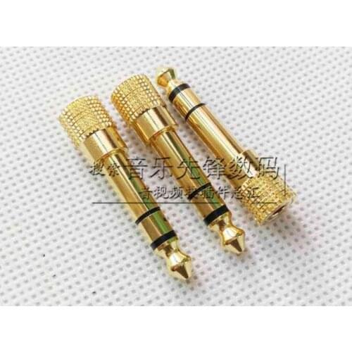 8pcs High quality pure copper plated gold 6.35 stereo revolution 3.5 female adapter 24K gold big turn small conversion head