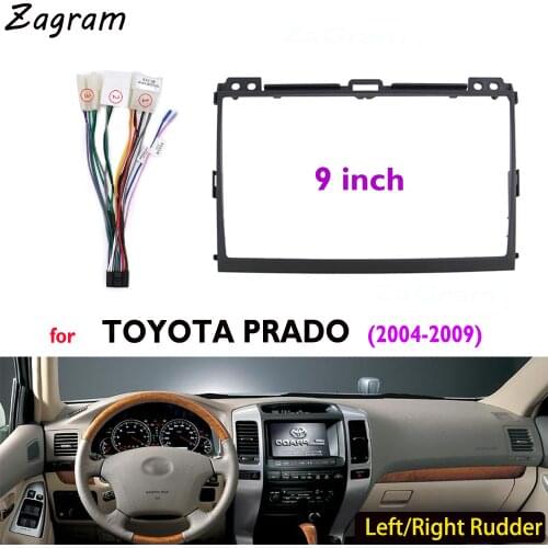 9 Inch Car Fascia for TOYOTA PRADO 2004-2009 Video Panel Player Audio Dashboard 2 Din Frame Dashboard Mount Kit