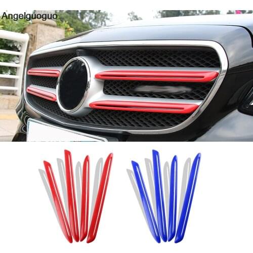 Car head grille grid slats decoration strips cover for Mercedes Benz E Class W213 Sport E200L E300L 2016-2018