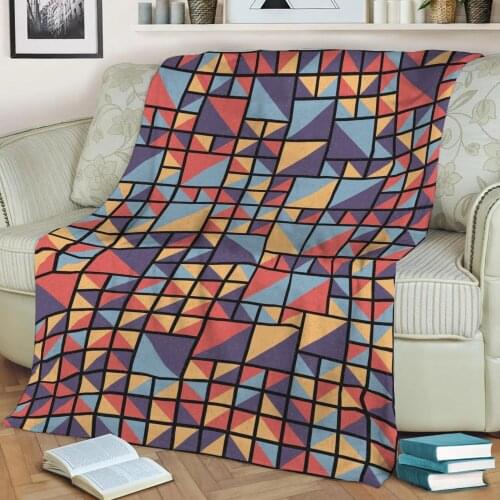 Abstract Geometric Pattern 3D Printed Velvet Plush Throw Fleece Blanket Bedspread Sherpa Blanket Home Decora