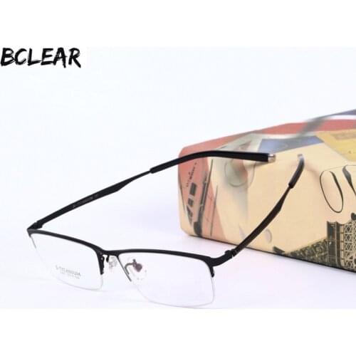 BCLEAR 2018 Fashion Titanium Spectacle Frames Pure Titanium Half Rim Eyeglasses Frame Ultralight Mens Casual Business Glasses