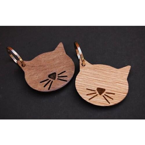 Cat Keyring, Cat Lover Gift, Birthday Gift, Unique Gift Idea, Wooden Etched, Laser Engraved, Simple Keyring, Wooden Keyring