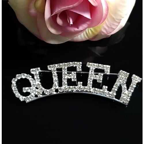 Fancy Design of Crystal Handmade "QUEEN" Word Lapel Pin Blingbling Rhinestone Letters Jewelry&Accessories Gift WHOLESALE