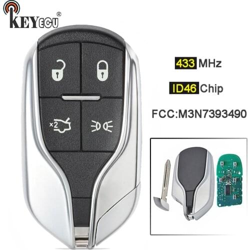 KEYECU 433MHz ID46 Chip 4 Button FCC ID: M3N-7393490 M3N739349 Replacement Smart Remote Key Fob for Maserati Ghibli Quattroporte