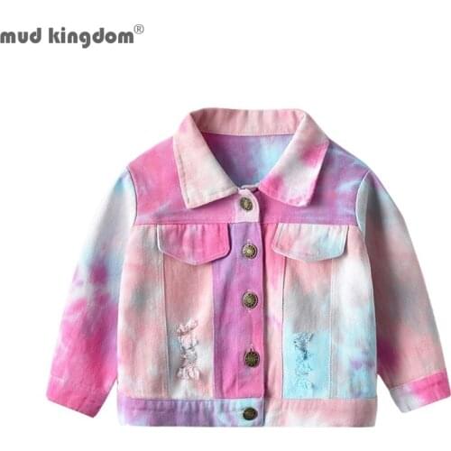 Mudkingdom Fashion Boys Girls Denim Jackets Tie Dyed Button DownToddler Outerwear Coats Baby Boy Girl Spring Autumn Jean Jacket
