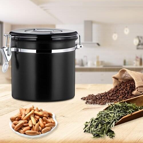 Stainless Steel Coffee Beans Sealed Can Airtight Sealed Canister Coffee Flour Sugar Container Holder Can Storage Bottles Jars