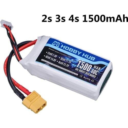 HOBBY HUB 7.4v 11.1V 14.8v 1500mAh 3s battery for RC Car Airplane Quadcopter spare parts 2s lipo battery 1pcs 11.1v battery