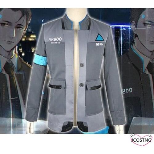 Game Detroit Become Human Cosplay Costume Connor Cosplay Uniform Men Jacket White Shirt Tie RK800 Coat Costume Full Set