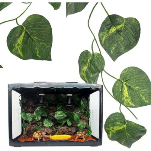 Artificial Vine Reptile Box Case Decoration Lizard Green Leaves 2.4m Fake Plants