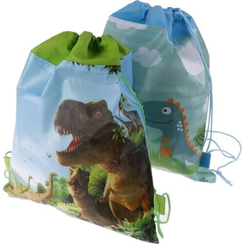 Drawstring drawstring pocket Birthday Party Favors Cartoon Dinosaur Decorate Non-woven Fabric Baby Shower Drawstring Gifts Bags