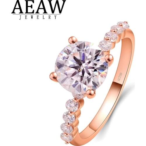 14k Rose Gold 2.0ct 8.0mm Round Brilliant Cut Moissanite Engagement Halo 4-Prong Setting Ring DF Color VVS1 for Lady Gift