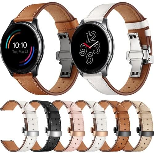 Butterfly buckle Leather Strap For Oneplus Watch Band one plus Business Watchband bracelet wriststrap replace accessories