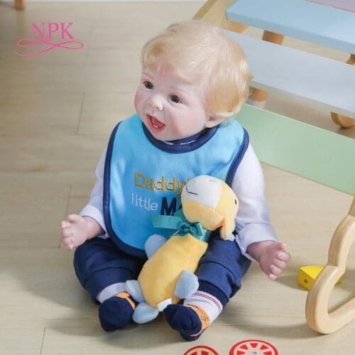 NPK 55CM Original Design Bebe Boy Doll Reborn Soft Cloth Body Cuddly Newborn Baby Lifelike Smiling Cute Face Real Touch doll