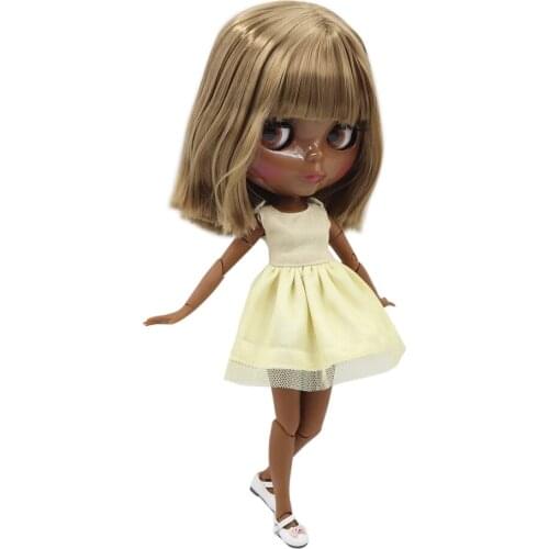 ICY DBS Blyth 1/6 bjd dolls with super dark skin brown hair and glassy face nude joint body BL662