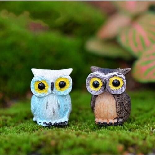 Mini Owl Miniature Resin Craft Garden Decor Ornament Plant Pot Micro Landscape Bonsai DIY Dollhouse Fairy