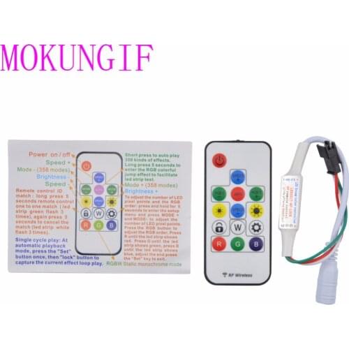 Mini 14Key Led RGB Controller 358 kinds of changes Wireless RF or IR DC3.3-24V Digital Color LED Strip Light for WS2811 WS2812B