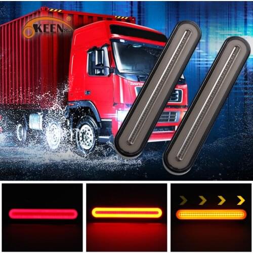 OKEEN 2pcs Waterprpoof LED Trailer Truck Tail Brake Lights 12V 24V Red Additional Brake Light Sequential Yellow Turn Signal Lamp