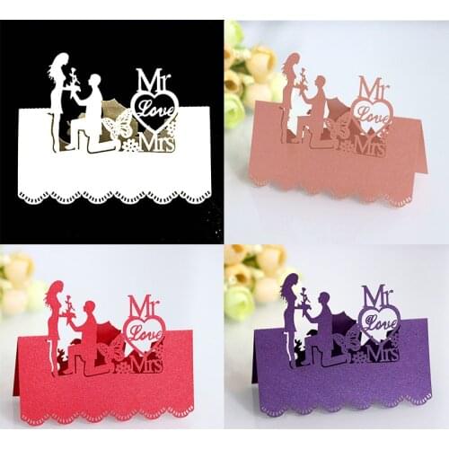 50pcs Laser Cut Table Name Place Card Love MR MRS Guest Message Setting Card Wedding Event Christmas Party Favor Decorations