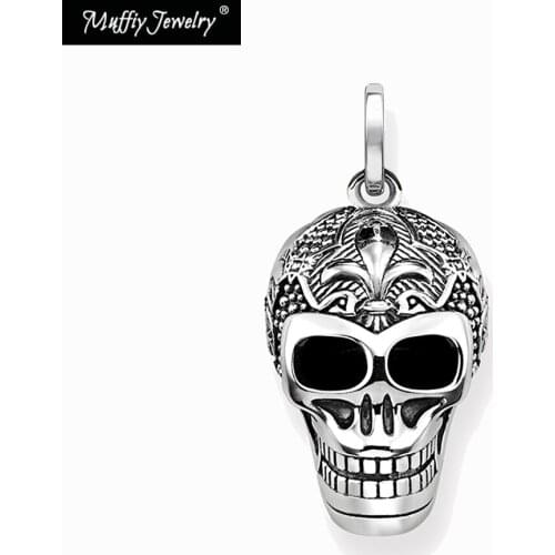 Lily Skull Skeleton Punk Pendant,2017 Autumn Europe Style Glam Fashion Good Jewelry For Women Men, Gift 925 Sterling Silver