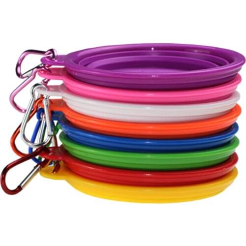 Portable Dog Feeding Bow& Silicone Folding Water Food Container Silicone&Travel Bowls Collapsible Pet Accessories