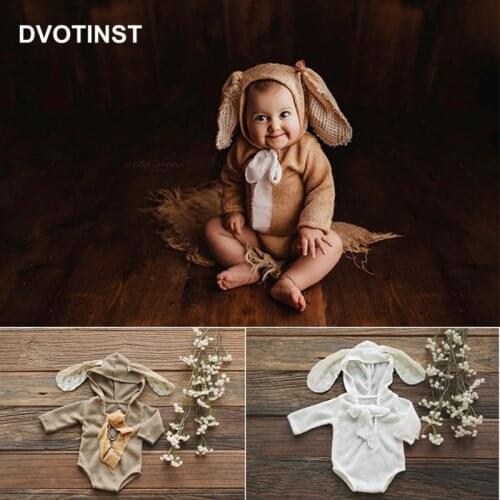 Dvotinst Newborn Baby Boys Photography Props Cute Soft Bunny Ears Outfit Rabbit Studio Shoot Fotografia Accessories Photo Props