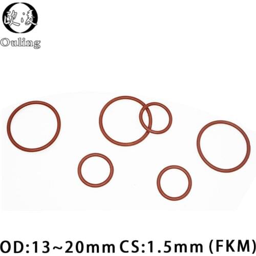 5PCS/lot Rubber Ring Brown FKM O ring Seal CS1.5mm OD13/14/15/16/17/18/19/20mm Rubber O-Ring Seal Gasket Washer