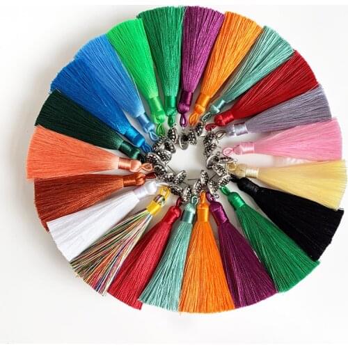 Handmade 18 Colors Long Tassel Earrings Bohemian Black Red Pink White Gray Silk Crystal Dangle stud Earrings For Women Jewelry