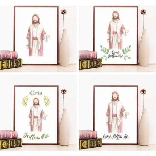 Self-adhesive Wall Stickers Christian Jesus Christ Painting Come Follow Me For Wallpaper Home Decor Room Decoration