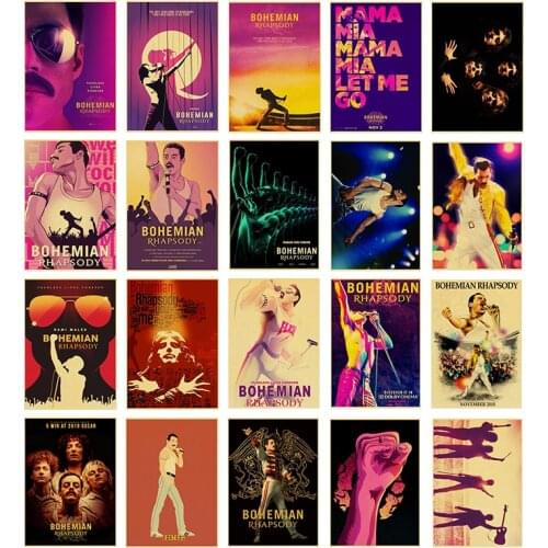 Modern movie Bohemian Rhapsody Canvas Queen Freddie Mercury Retro Posters and Prints Print Mural Pictures Home Wall Decoration