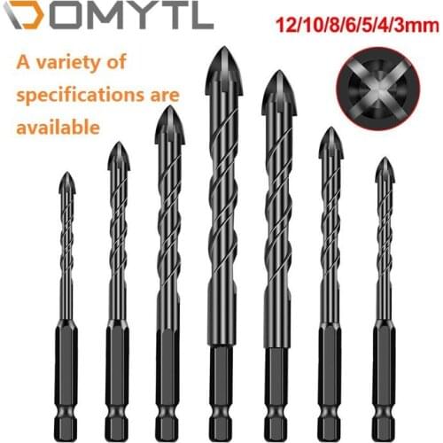 Cross Alloy Drill Bit 1pcs 3/4/5/6/8/10/12MM Hexagon Shank Spiral Groove 6.35mm Ceramic Four-Blade Glass Tile Wood Reaming Tools