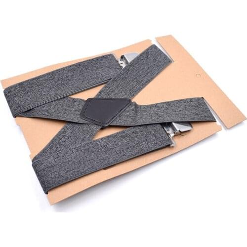 Heavy Duty Big Size Work Suspenders for Men 5cm/2 Inch Wide X Back with 4 Strong Clips Adjustable Elastic Trouser Braces Straps