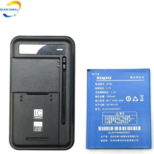 1PCS Universal battery Charger + 1PCS BT78S 2000mAh High quality battery for zopo ZP980+ C3 mobile Phone