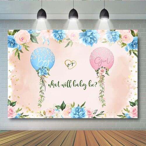 General Reveal Backdrops Balloons Baby Photography Boy Or Girl Baby Party Backdrop Kids Floral Rose Vinyl Props Background