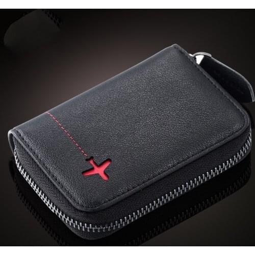 100% Genuine Leather Card Holder RFID Men Business Credit Card Holder Wallet Women Zipper CardHolder Card Case Coin Purse Unisex