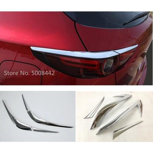 For Mazda CX-5 CX5 2017 2018 2019 2020 Car Rear Tail Light Lamp Eyebrow Detector Frame Stick Styling ABS Chrome Cover Trim 4pcs