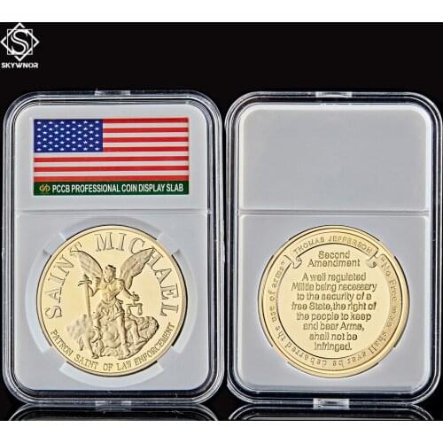 American Guardian The Prayer Archangel Saint Michael Patron Saint of Law Enforcement Gold Coin W/ Luxury Coin Box