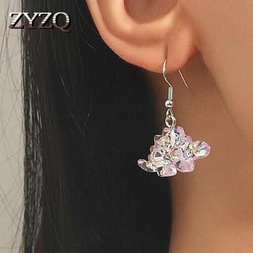 ZYZQ Gothic Colorful Cartoon Resin Earrings For Women Girl Cute Acrylic Small Dinosaur Drop Earrings Chic Birthday Gift Jewelry