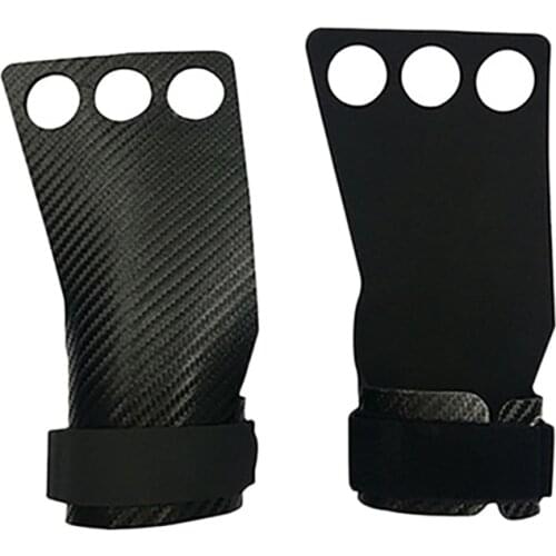 1Pair 3 Hole Carbon Hand Grips For Weightlifting Kettlebells Gymnastics Workout Equipmento Guantes For Men Women