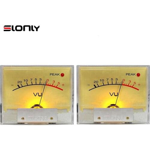 2pcs TN-65F Built-in PEAK Lamp VU Meter Head Speaker Audio Level DB Amplifier Power Sound Pressure Meter w/Backlight