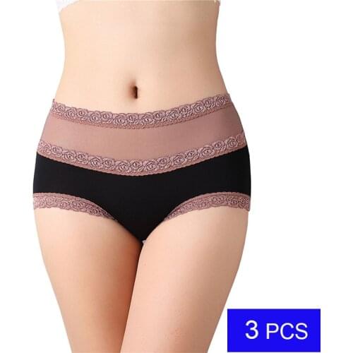 3pcs/Lot Womens Underwear Modal Lace Sexy Briefs High Waist Women Sexy Lace Panties female Fashion Underpant Women Brifes