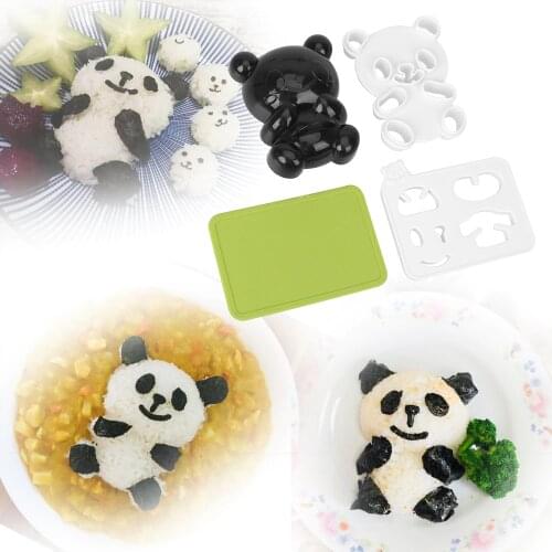 4 in 1 Baby Panda Sushi Mold DIY Panda Onigiri Rice Maker Dry Roasted Seaweed Cutter Set Sandwich Toast Cutter Mold