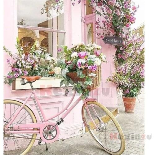 Kexinzu Full 5D DIY Square/Round Drill Diamond Painting "Flower Bike" 3d Diamond Embroidery Cross Stitch Decor Gift Ke39