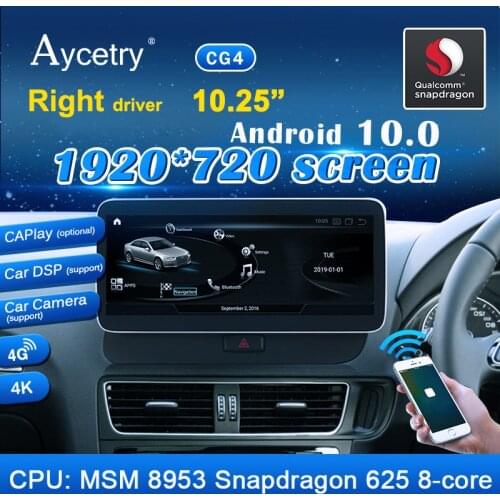 Snapdragon car radio 2 din android 10 with screen For Audi Q5 2009-2016 intelligent system video players autoradio right driver
