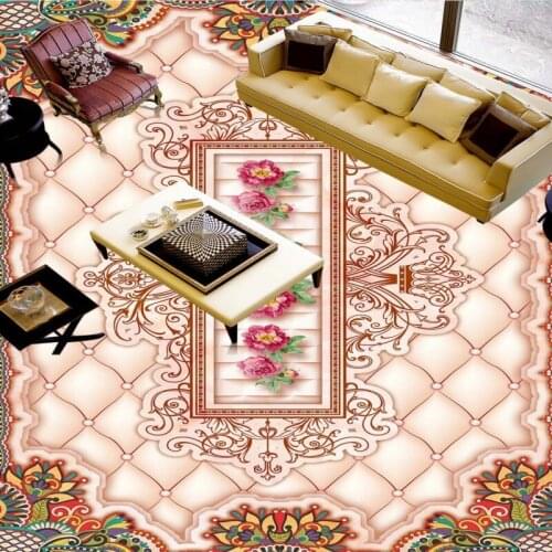 Free Shipping high quality flooring wallpaper Marble soft floral pattern 3D floor painting study bookstore floor mural