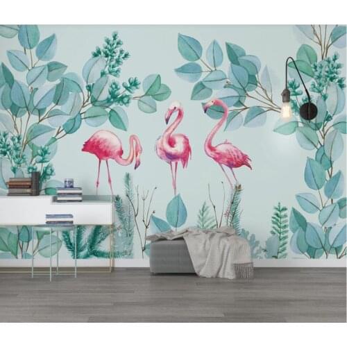 XUE SU Large custom mural wallpaper tropical rain forest plant flamingo background wall covering material optional