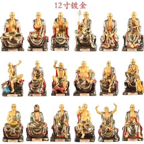 Large 18p Asia Buddhism temple HOME Altar 18 LUO HAN arhat Rohan gilding buddha statue exorcise evil spirit Effective protection