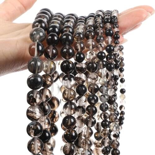 Natural Stone Bead Black White Watermelon Quartz Round Loose Spacer Bead For Jewelry Making DIY Bracelet Ear Studs 4/6/8/10/12MM